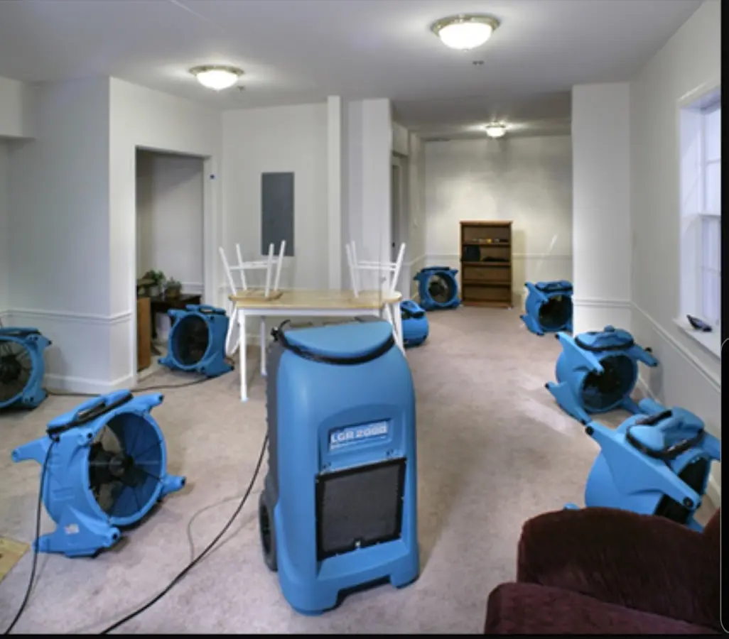 Air movers and dehumidifier setup for Water Damage Restoration in Vero Beach South